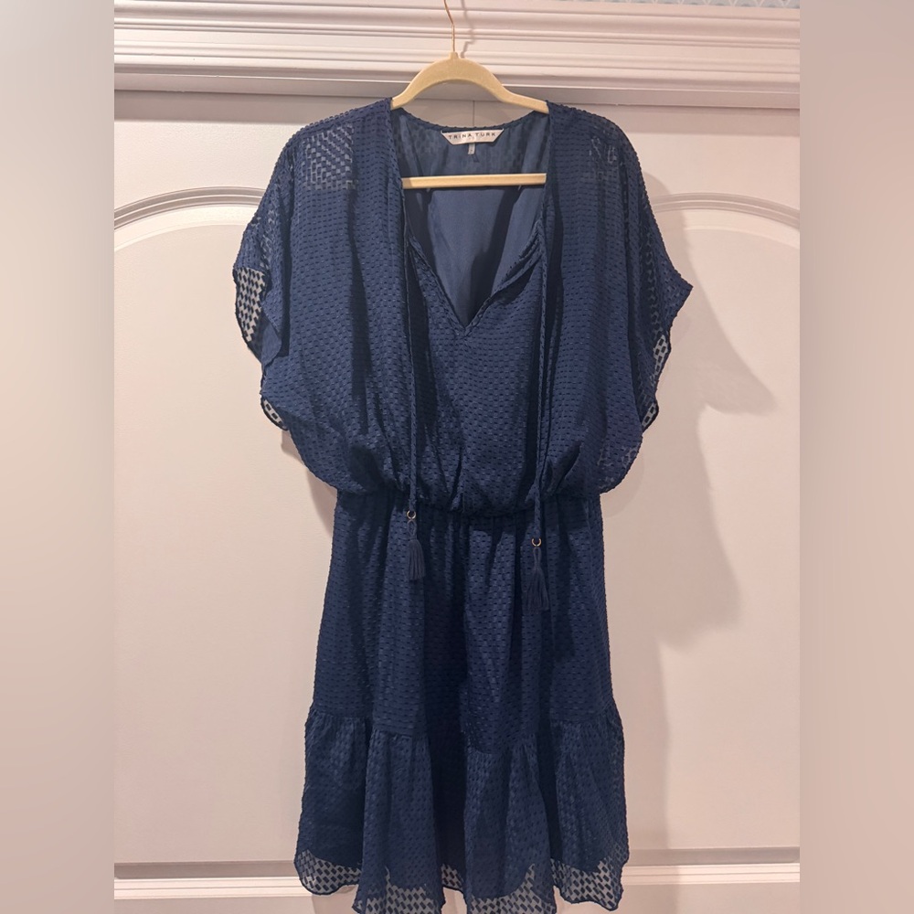 Navy Blue Textured Dress